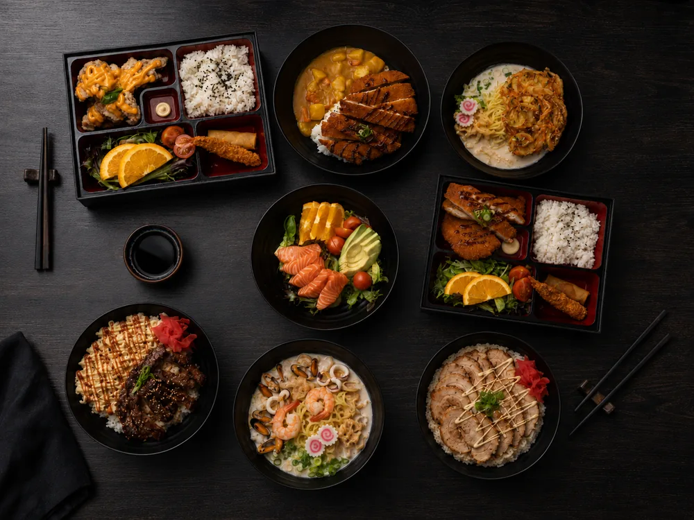 A table spread of Asuka Japanese Kitchen dishes